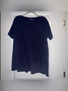 Woman Within Navy Short Sleeve Boat Neck Tee Size M